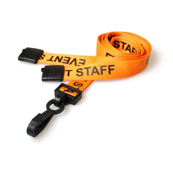 Billede af Event staff orange lanyard / Halssnor / Keyhanger / Nøglesnor / Halsrem 15 mm med plast krog. 60270592